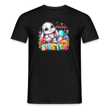 Happy Easter - Easter Bunny Illustration - Men's T-Shirt - black - Front - AI Model Male 178 light (178cm)