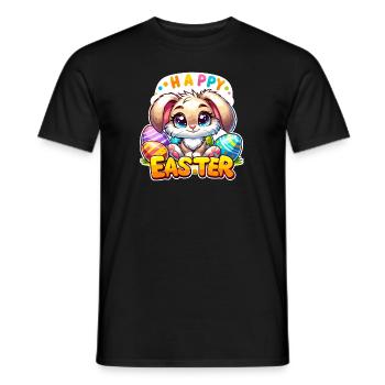 Happy Easter - Easter Bunny Illustration - Men's T-Shirt - black - Front - AI Model Male 178 light (178cm)