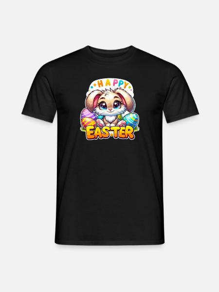 Happy Easter - Easter Bunny Illustration - Men's T-Shirt - black