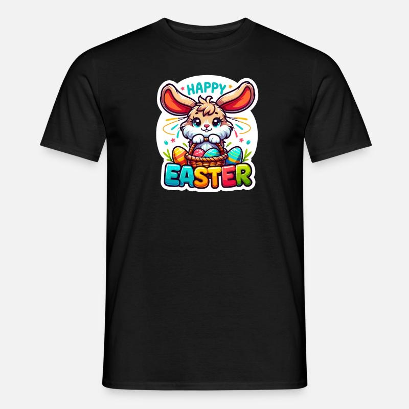 Happy Easter - Easter Bunny Illustration - Men’s T-shirt - black