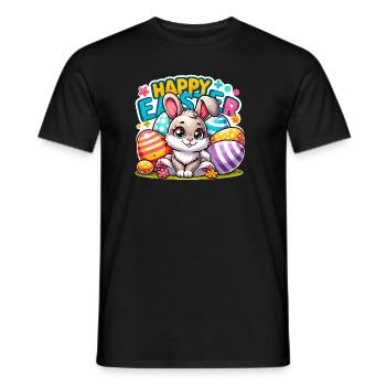 Happy Easter - Easter Bunny Illustration - Men's T-Shirt - black - Front - AI Model Male 178 light (178cm)