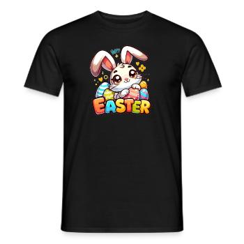 Happy Easter - Easter Bunny Illustration - Men's T-Shirt - black - Front - AI Model Male 178 light (178cm)
