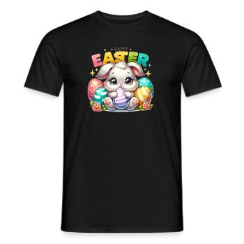 Happy Easter - Easter Bunny Illustration - Men's T-Shirt - black - Front - AI Model Male 178 light (178cm)