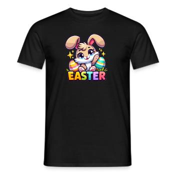 Happy Easter - Easter Bunny Illustration - Men's T-Shirt - black - Front - AI Model Male 178 light (178cm)