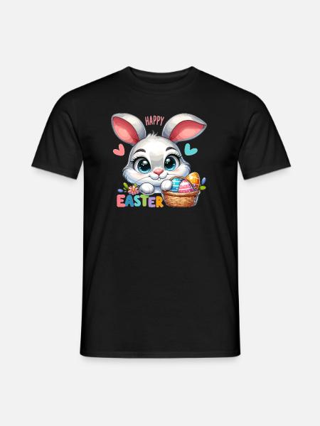 Happy Easter - Easter Bunny Illustration - Men's T-Shirt - black