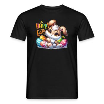 Happy Easter - Easter Bunny Illustration - Men's T-Shirt - black - Front - AI Model Male 178 light (178cm)