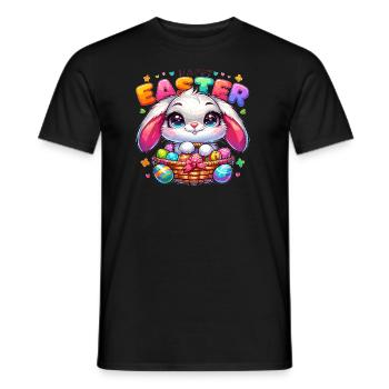 Happy Easter - Easter Bunny Illustration - Men's T-Shirt - black - Front - AI Model Male 178 light (178cm)
