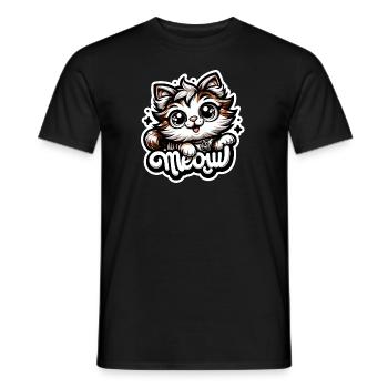 Miaou - Illustration de chat - T-shirt homme - noir - Devant - AI Model Male 178 light (178cm)