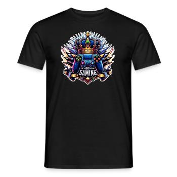 King of Gaming - Controller and Crown Illustration - Men's T-Shirt - black - Front - AI Model Male 178 light (178cm)