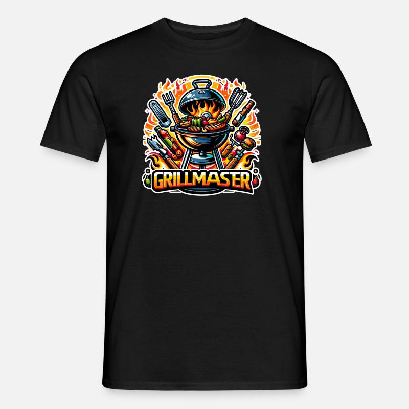 GrillMaster - Grill Illustration - Männer T-Shirt - Schwarz
