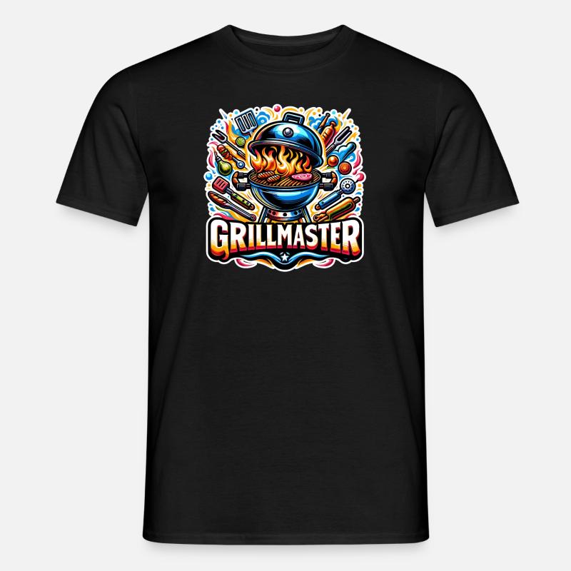 GrillMaster - Grill Illustration - Männer T-Shirt - Schwarz