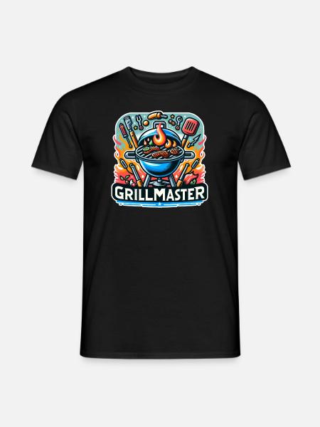 GrillMaster - Grill Illustration - Männer T-Shirt - Schwarz