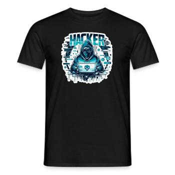 Hacker - Illustration - Men's T-Shirt - black - Front - AI Model Male 178 light (178cm)