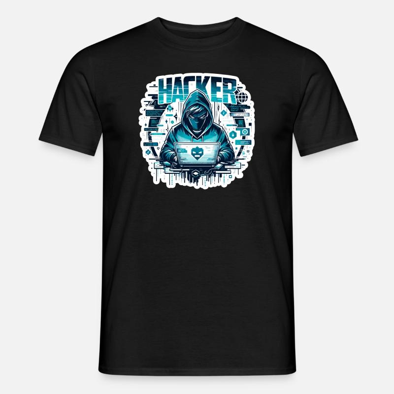 Hacker - Illustration - Männer T-Shirt - Schwarz