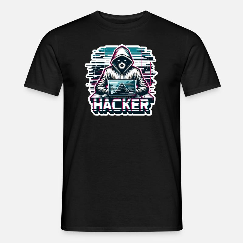 Hacker - Illustration - Männer T-Shirt - Schwarz