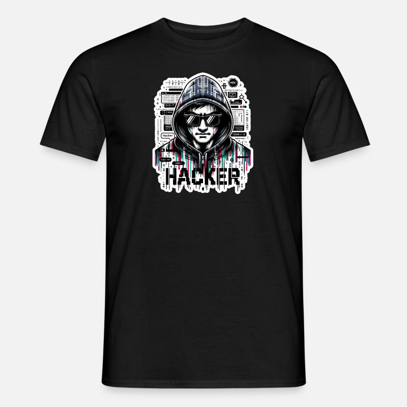 Hacker - Illustration - Männer T-Shirt - Schwarz
