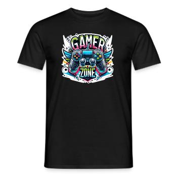 Gamer Zone - Controller Illustration - Männer T-Shirt - Schwarz - Vorne - AI Model Male 178 light (178cm)