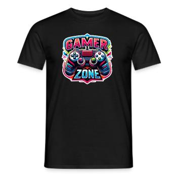 Gamer Zone - Controller Illustration - Männer T-Shirt - Schwarz - Vorne - AI Model Male 178 light (178cm)