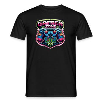 Gamer Zone - Controller Illustration - Männer T-Shirt - Schwarz - Vorne - AI Model Male 178 light (178cm)
