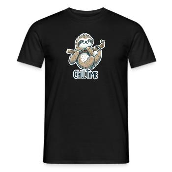 Chill Time - Illustration du paresseux - T-shirt homme - noir - Devant - AI Model Male 178 light (178cm)