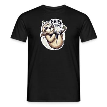 Chill Time - Illustration du paresseux - T-shirt homme - noir - Devant - AI Model Male 178 light (178cm)