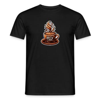 Brew Love - Kaffeetasse Illustration - Männer T-Shirt - Schwarz - Vorne - AI Model Male 178 light (178cm)