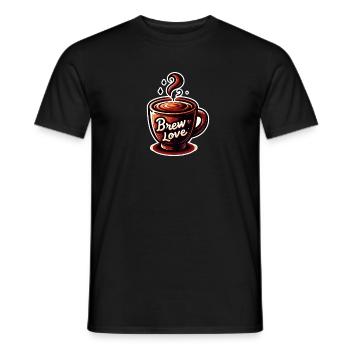 Brew Love - Kaffeetasse Illustration - Männer T-Shirt - Schwarz - Vorne - AI Model Male 178 light (178cm)