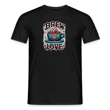Brew Love - Kaffeetasse Illustration - Männer T-Shirt - Schwarz - Vorne - AI Model Male 178 light (178cm)