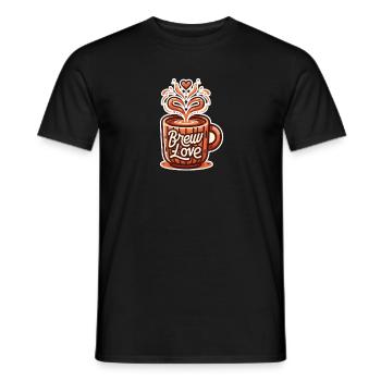 Brew Love - Kaffeetasse Illustration - Männer T-Shirt - Schwarz - Vorne - AI Model Male 178 light (178cm)