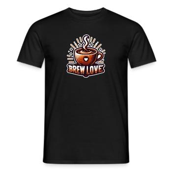 Brew Love - Kaffeetasse Illustration - Männer T-Shirt - Schwarz - Vorne - AI Model Male 178 light (178cm)
