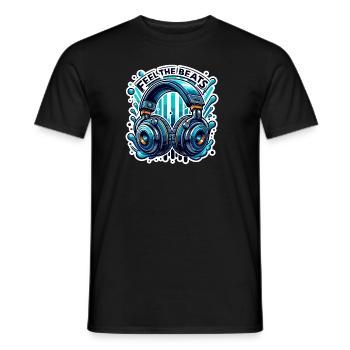 Ressentez les rythmes - Illustration d'un casque - T-shirt homme - noir - Devant - AI Model Male 178 light (178cm)