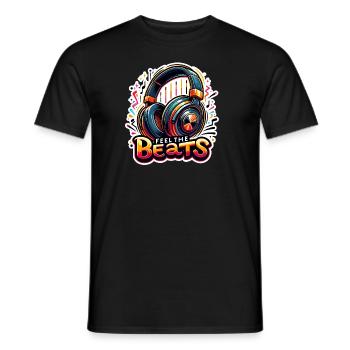 Feel the Beats - Headphones Illustration - Men's T-Shirt - black - Front - AI Model Male 178 light (178cm)