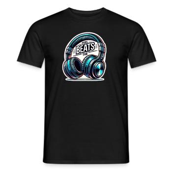 Feel the Beats - Illustration au casque - T-shirt homme - noir - Devant - AI Model Male 178 light (178cm)