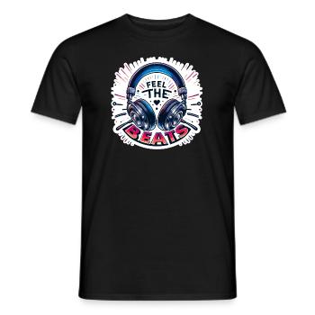 Ressentez les rythmes - Illustration d'un casque - T-shirt homme - noir - Devant - AI Model Male 178 light (178cm)
