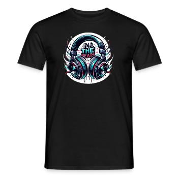 Feel the Beats - Headphones Illustration - Men's T-Shirt - black - Front - AI Model Male 178 light (178cm)