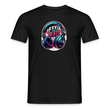 Ressentez les rythmes - Illustration d'un casque - T-shirt homme - noir - Devant - AI Model Male 178 light (178cm)