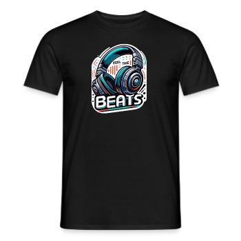 Ressentez les rythmes - Illustration d'un casque - T-shirt homme - noir - Devant - AI Model Male 178 light (178cm)