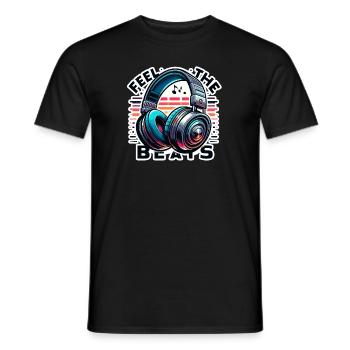 Feel the Beats - Headphones Illustration - Men's T-Shirt - black - Front - AI Model Male 178 light (178cm)