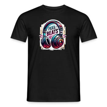 Feel the Beats - Headphones Illustration - Men's T-Shirt - black - Front - AI Model Male 178 light (178cm)