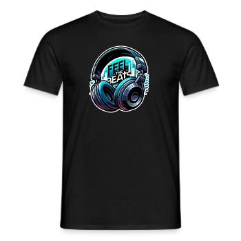 Feel the Beats - Headphones Illustration - Men's T-Shirt - black - Front - AI Model Male 178 light (178cm)