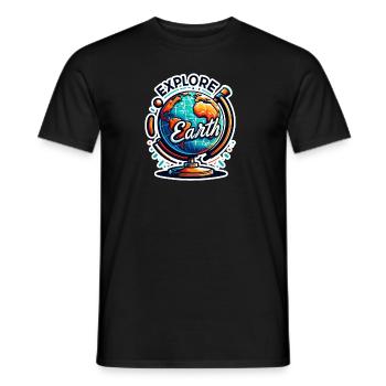 Explorez la Terre - Illustration de la Terre - T-shirt homme - noir - Devant - AI Model Male 178 light (178cm)