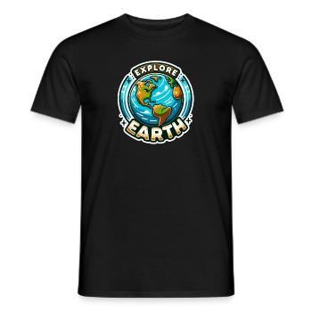 Explorez la Terre - Illustration de la Terre - T-shirt homme - noir - Devant - AI Model Male 178 light (178cm)