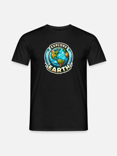 Explore Earth - Earth Illustration - Men's T-Shirt - black