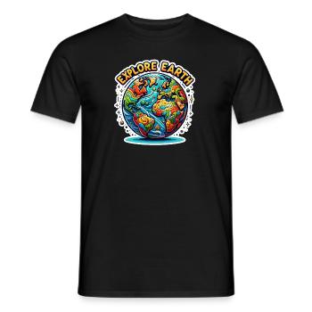 Explorez la Terre - Illustration de la Terre - T-shirt homme - noir - Devant - AI Model Male 178 light (178cm)