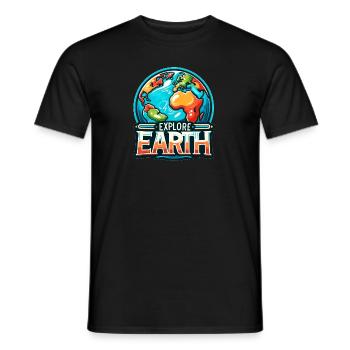 Explorez la Terre - Illustration de la Terre - T-shirt homme - noir - Devant - AI Model Male 178 light (178cm)