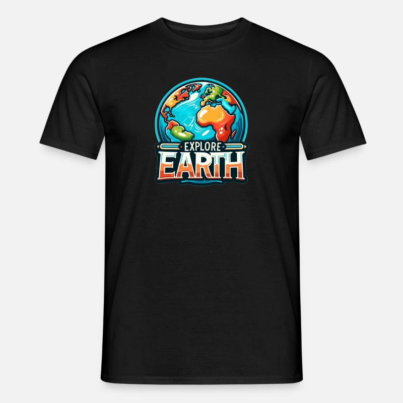 Explore Earth - Erde Illustration - Männer T-Shirt - Schwarz