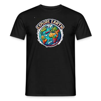 Explorez la Terre - Illustration de la Terre - T-shirt homme - noir - Devant - AI Model Male 178 light (178cm)