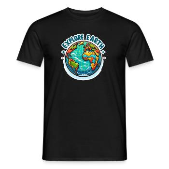 Explore Earth - Erde Illustration - Men's T-Shirt - black - Front - AI Model Male 178 light (178cm)