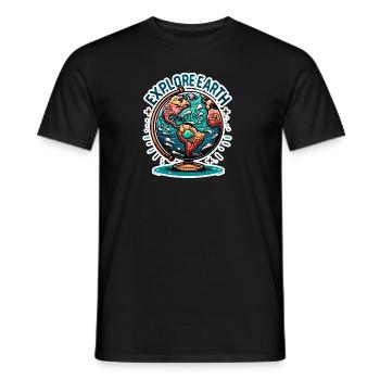 Explore Earth - Erde Illustration - Men's T-Shirt - black - Front - AI Model Male 178 light (178cm)