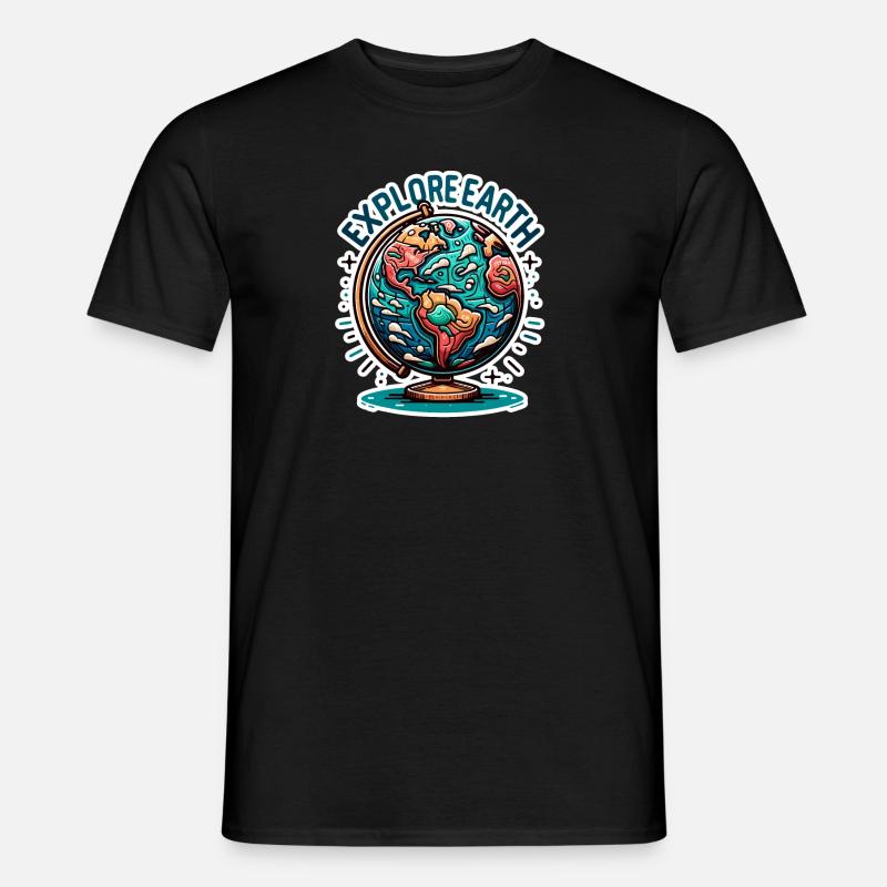 Explore Earth - Erde Illustration - Männer T-Shirt - Schwarz